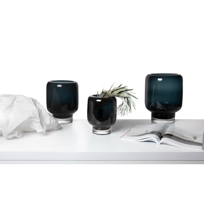 ZADAR Vaas – 20 cm inktblauw glas, modern klassiek design