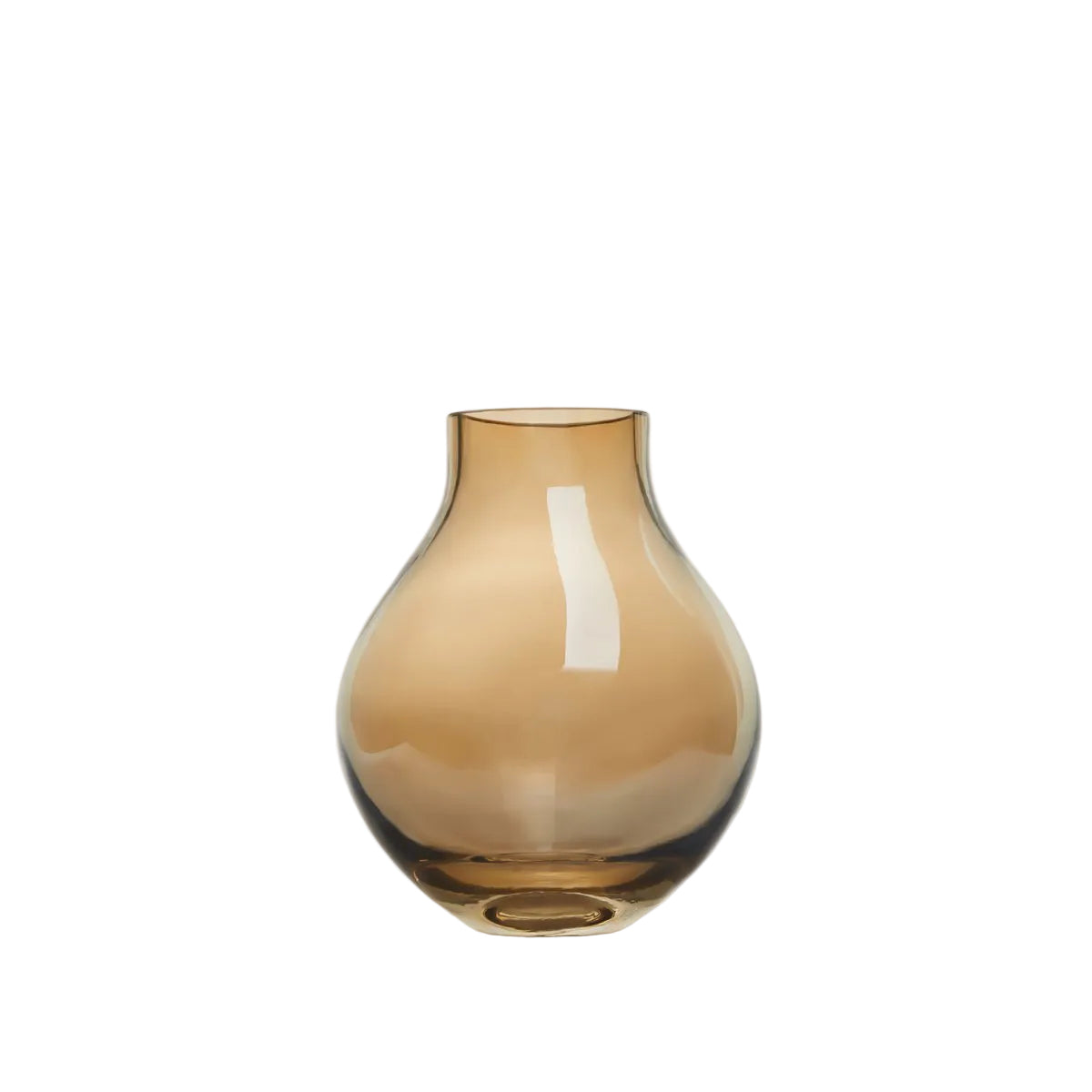 Glazen bolvaas amber Ø22 x H26,5 cm – ronde amberkleurige vaas van dik glas | Woonware