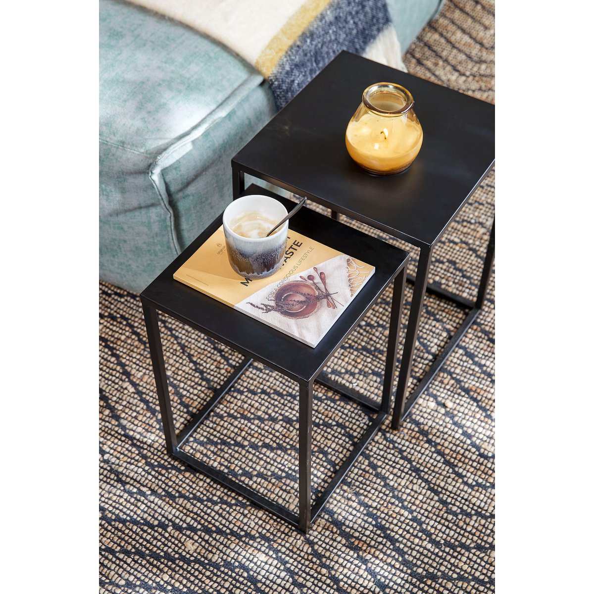 Goa bijzettafels set van 2 zwart H48,5 & H55 – modern en stevig design Woonware