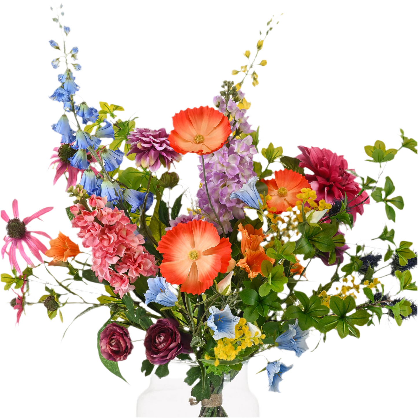 Boeket Electric Love 90 cm – kleurrijk kunstboeket van Woonware met levendige bloemen