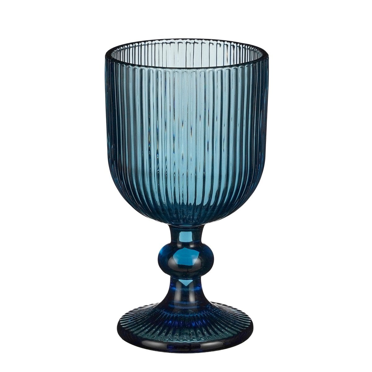 Blauw geribbeld wijnglas 250 ml – elegant glazen wijnglas | Woonware