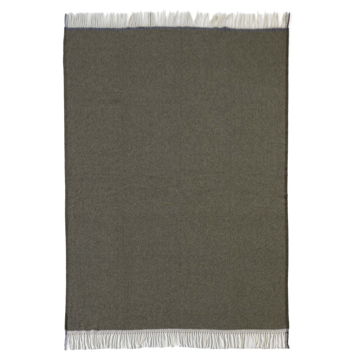 Merino kasjmier plaid Milano Verde Orlo 140x200 diepgroen – luxe zachte deken | Woonware