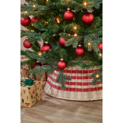 Rotan kerstboomrok beige rood Ø60 cm natuurlijke boommand Woonware