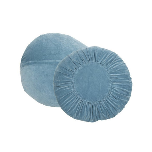 Rond Fluwelen Kussen Ruches Vervaagd Blauw 60 cm Woonware
