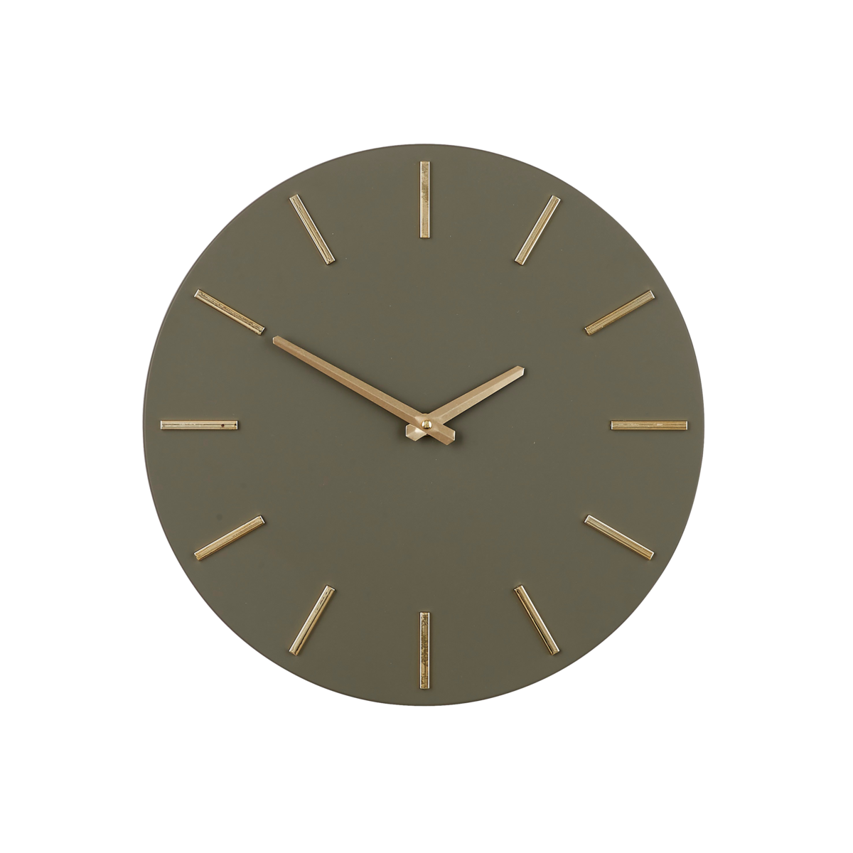 Brixen Wandklok 35,5 cm donkergroen gouden wijzers moderne muurklok