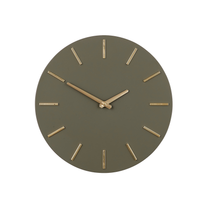 Brixen Wandklok 35,5 cm donkergroen gouden wijzers moderne muurklok