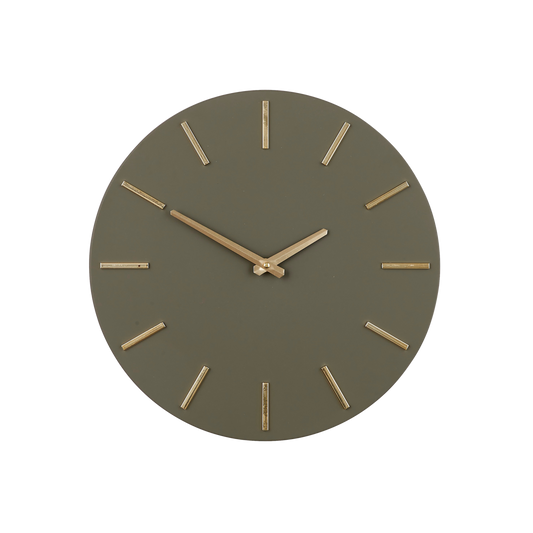 Brixen Wandklok 35,5 cm donkergroen gouden wijzers moderne muurklok