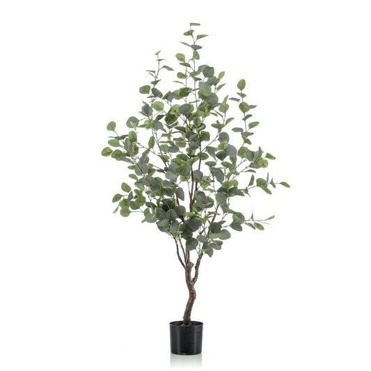 Kunstplant Eucalyptus 120cm – Blauwe Gomboom met realistische groene en zilveren bladeren voor woonkamer of kantoor