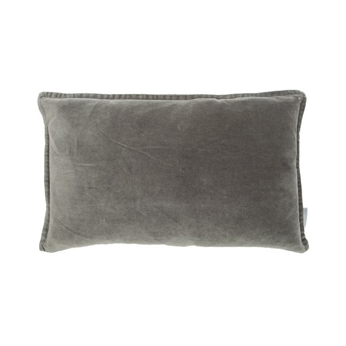 Vintage Fluweel/Linnen Kussen Donkergrijs 50x30 cm Woonware