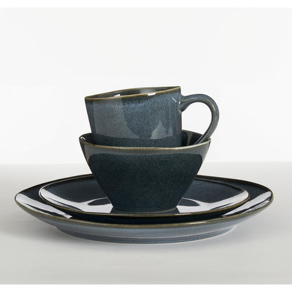 Serviesset 4 persoons grijs steengoed handgemaakt Woonware