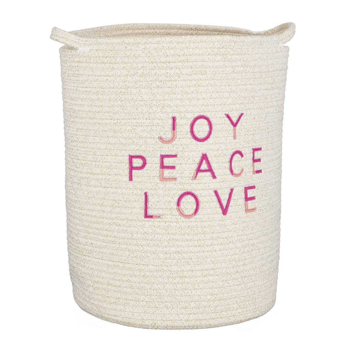 Set opbergmanden JOY PEACE LOVE wit katoen – stijlvolle woonaccessoires