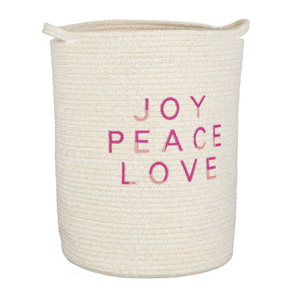 Set opbergmanden JOY PEACE LOVE wit katoen – stijlvolle woonaccessoires
