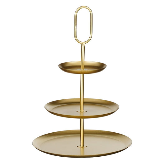 Rama 3-laagse etagère goud L38 x B38 x H55 cm – luxe serveer- en decoratieplateau