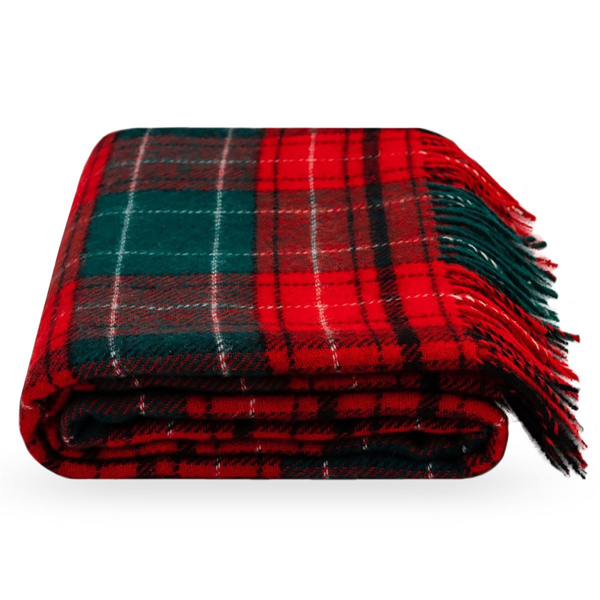 Wollen plaid Tartan Noel rood en groen met klassiek Schots ruitpatroon – Woonware
