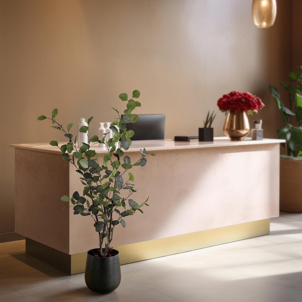Kunstplant Eucalyptus 120cm – Blauwe Gomboom met realistische groene en zilveren bladeren voor woonkamer of kantoor