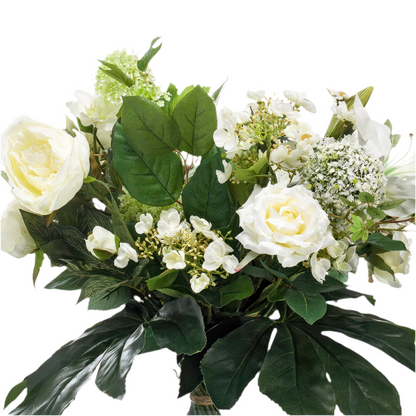 Boeket White Dream 60 cm – kunstbloemen van Woonware in witte tinten met bladtakken