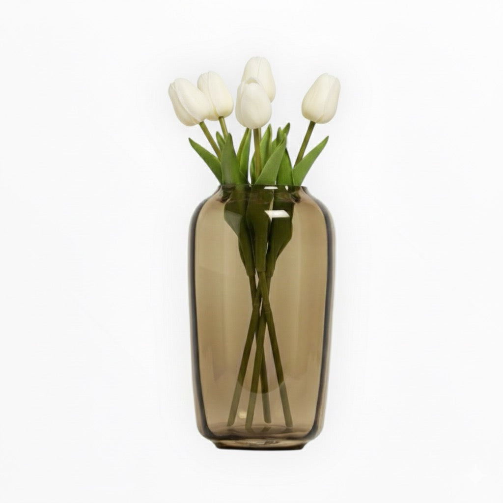 Tulpen Boeket Wit/Groen 5 stuks 42 cm Real Touch kunstbloemen