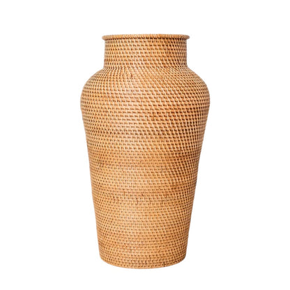 Handgemaakte Kidung rotan vaas bruin – natuurlijke woondecoratie van Woonware