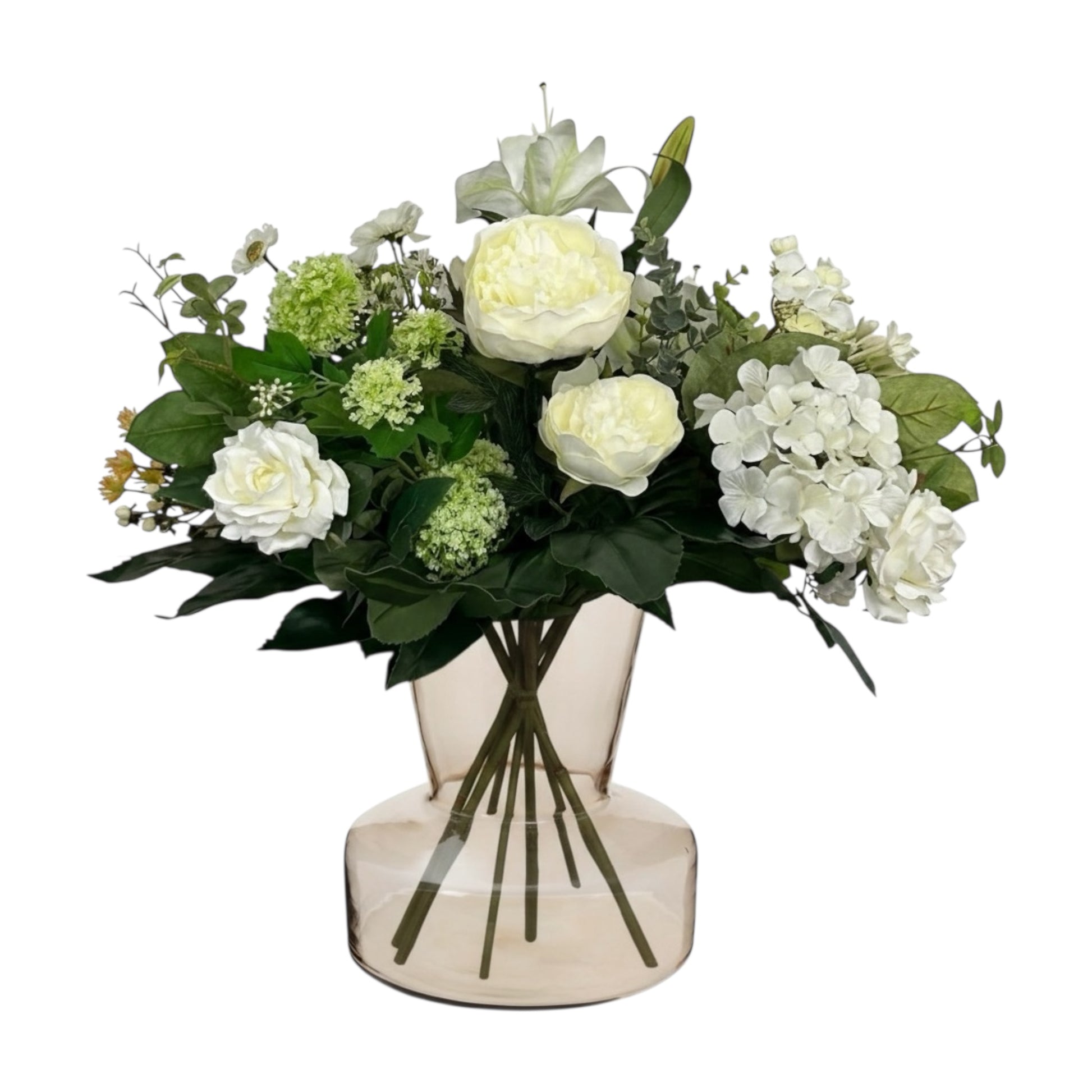 Boeket White Dream 60 cm – kunstbloemen van Woonware in witte tinten met bladtakken