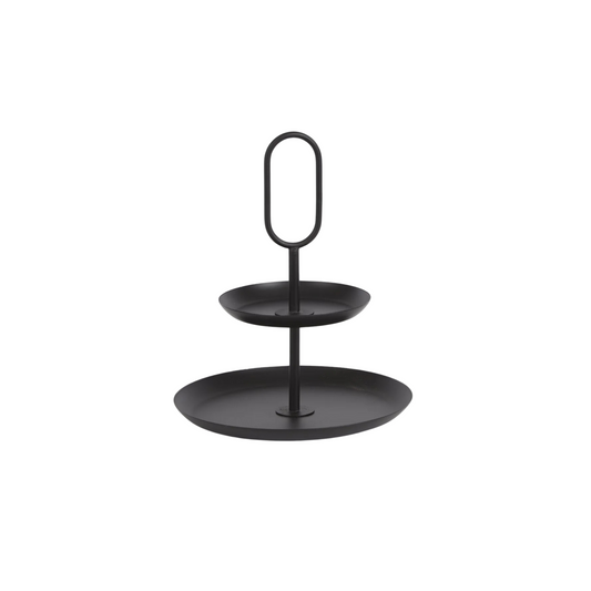 Rama etagère 2-laags zwart metaal H36 x Ø28 cm – serveer- en decoratieplateau