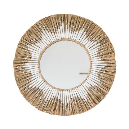 Randu Wandspiegel 60 cm zeegras katoenen patroon boho interieur