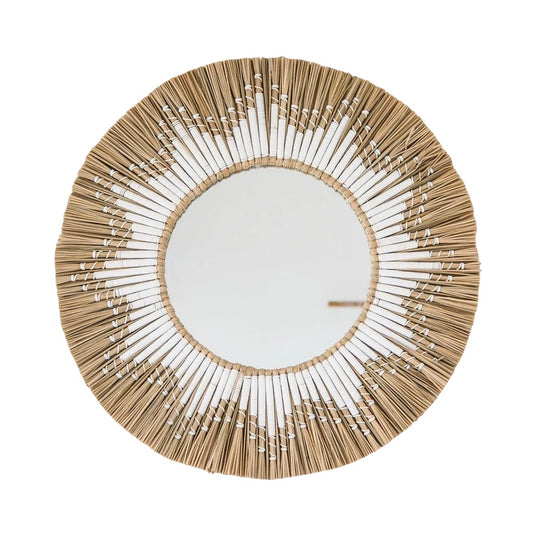 Randu Wandspiegel 60 cm zeegras katoenen patroon boho interieur