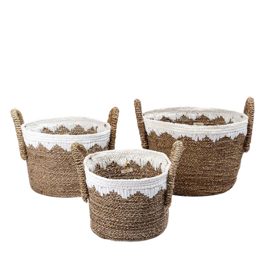 Handgemaakte Waigeo mand van zeegras met katoenen afwerking – duurzaam en stijlvol