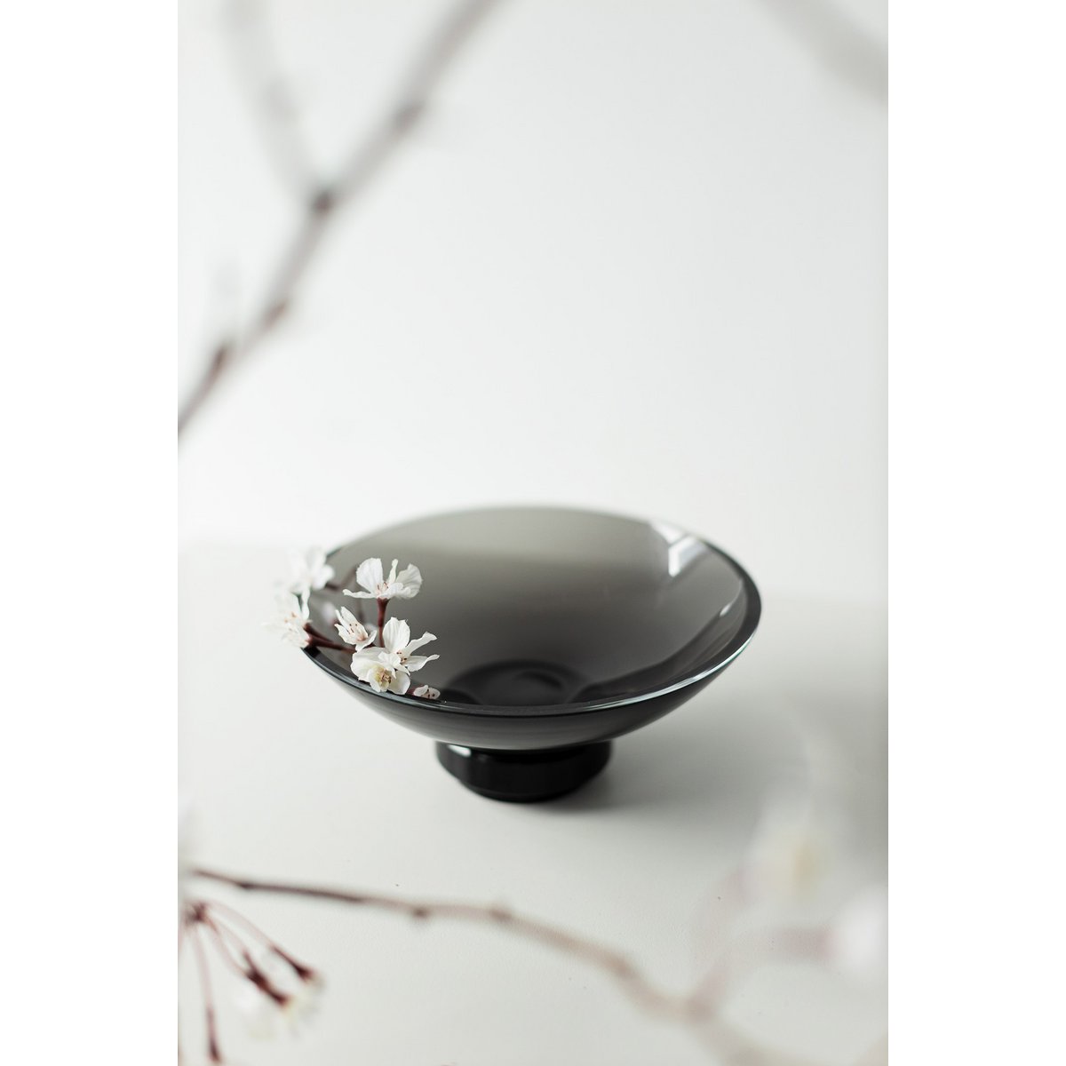 Glazen design schaal zwart Ø22 cm – luxe moderne schaal van hoogwaardig glas | Woonware