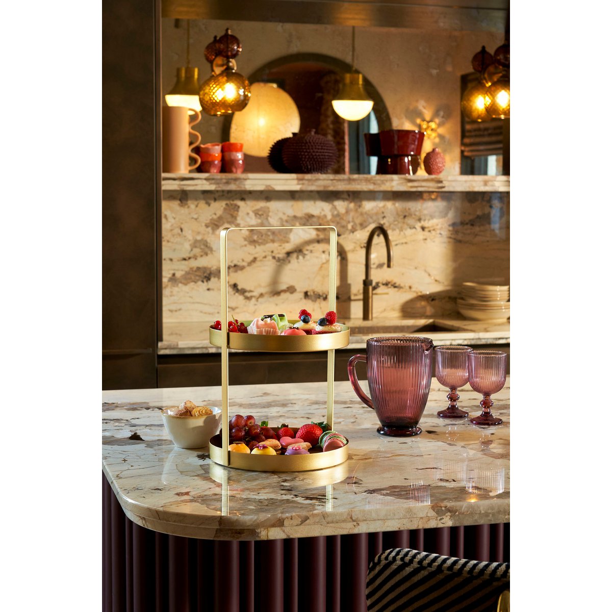 2-laags gouden etagère – serveertoren voor hapjes en decoratie