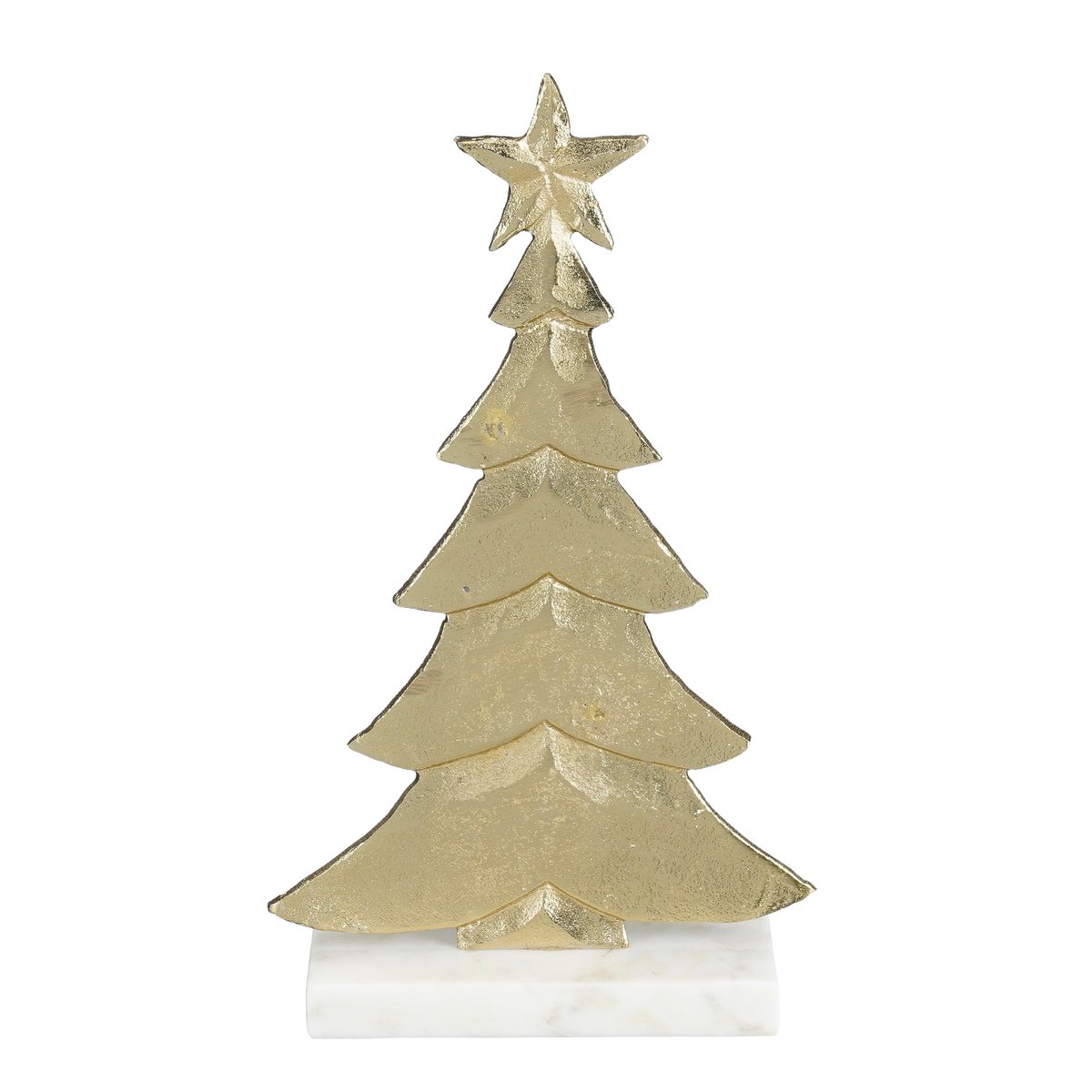 Champagne decoratie kerstboom aluminium met marmeren voet 32 cm Woonware