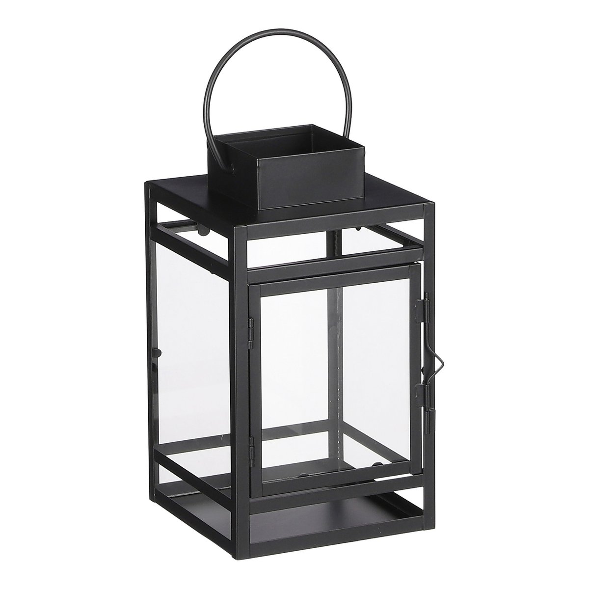 Storm Lantaarn Zwart 23 cm metalen glazen windlicht