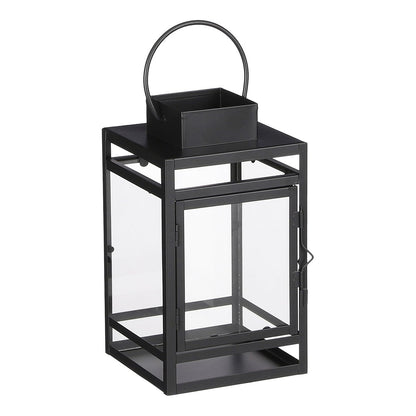 Storm Lantaarn Zwart 23 cm metalen glazen windlicht