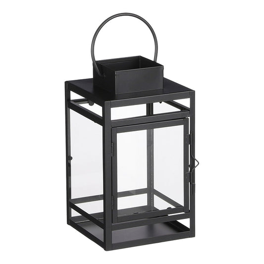 Storm Lantaarn Zwart 23 cm metalen glazen windlicht