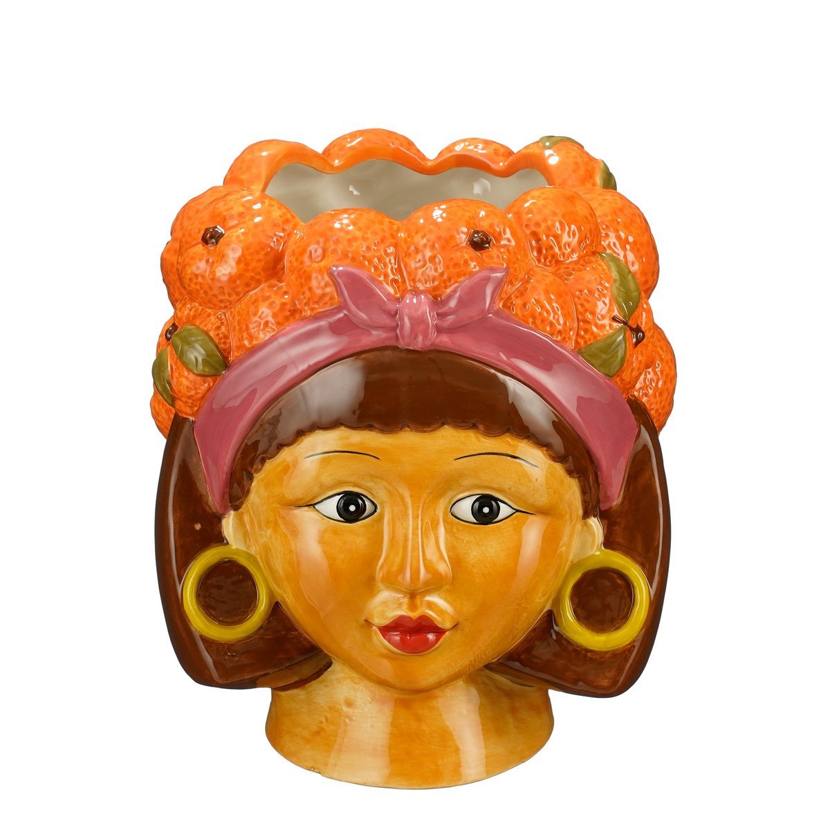 Handgemaakte Funny bloempot oranje dolomiet – speelse plantenpot van Woonware