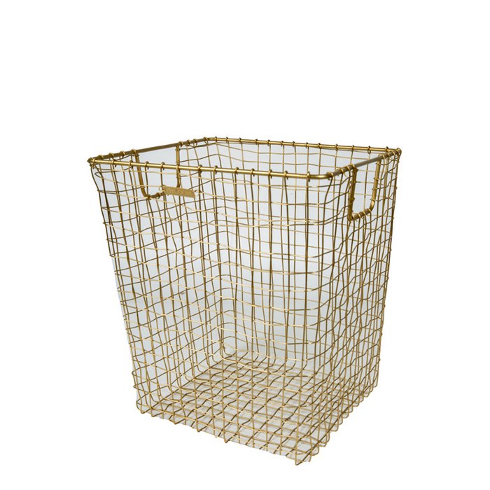 Metalen mand XL antiek goud – luxe decoratieve opbergmand van metaal