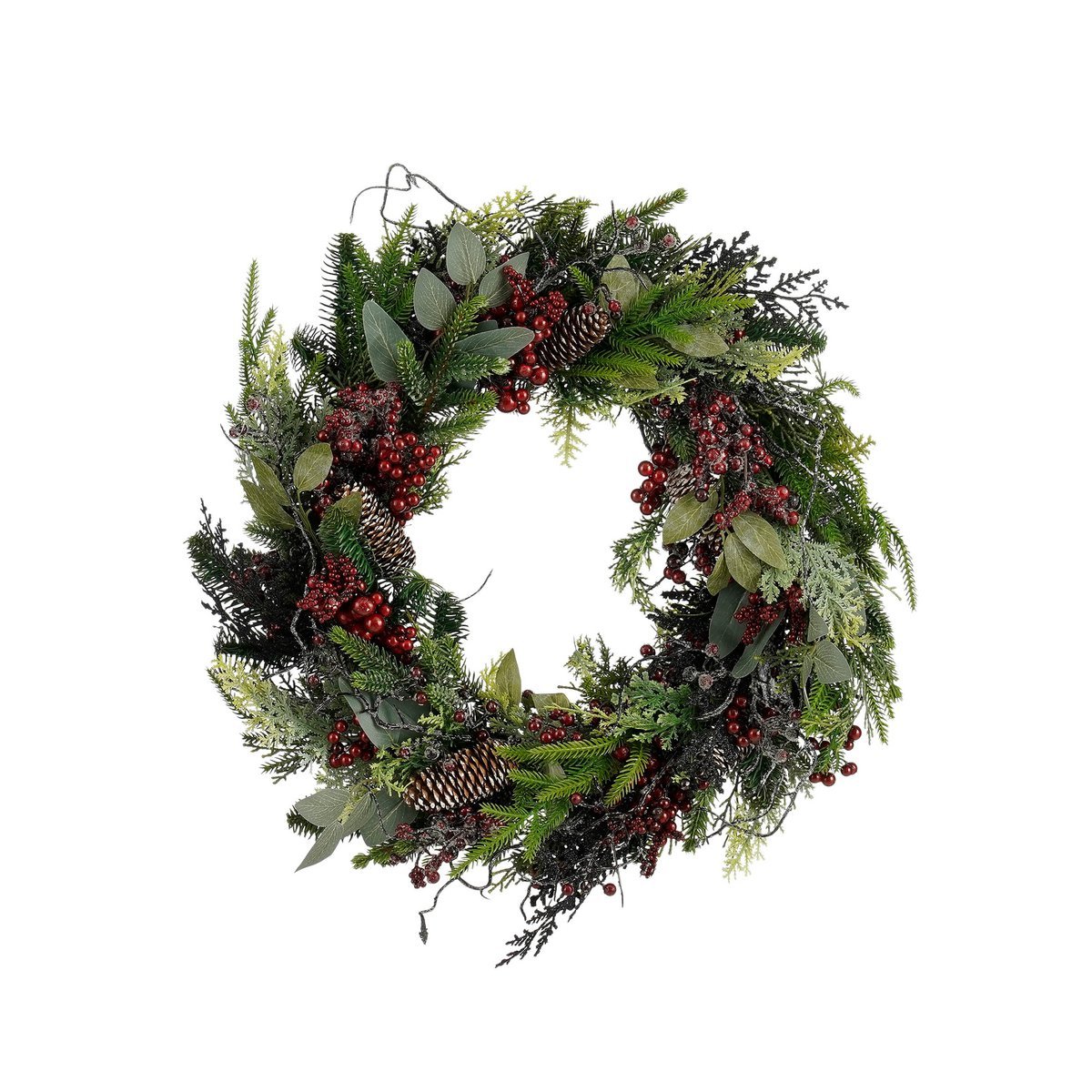 Bodi kerstkrans Ø50 cm bordeaux rood met dennenappels Woonware