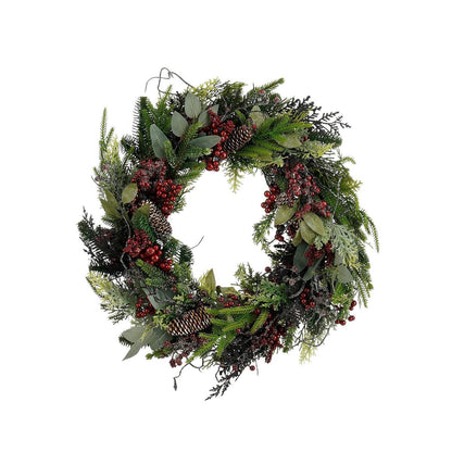 Bodi kerstkrans Ø50 cm bordeaux rood met dennenappels Woonware