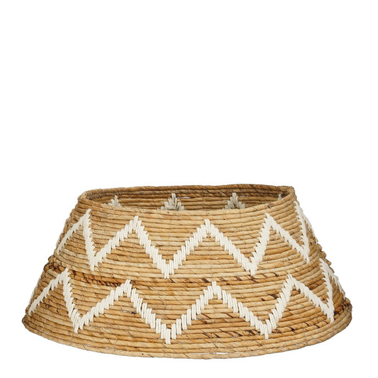 Bananenblad kerstboomrok bruin met wit Ø60 x H25 cm Woonware