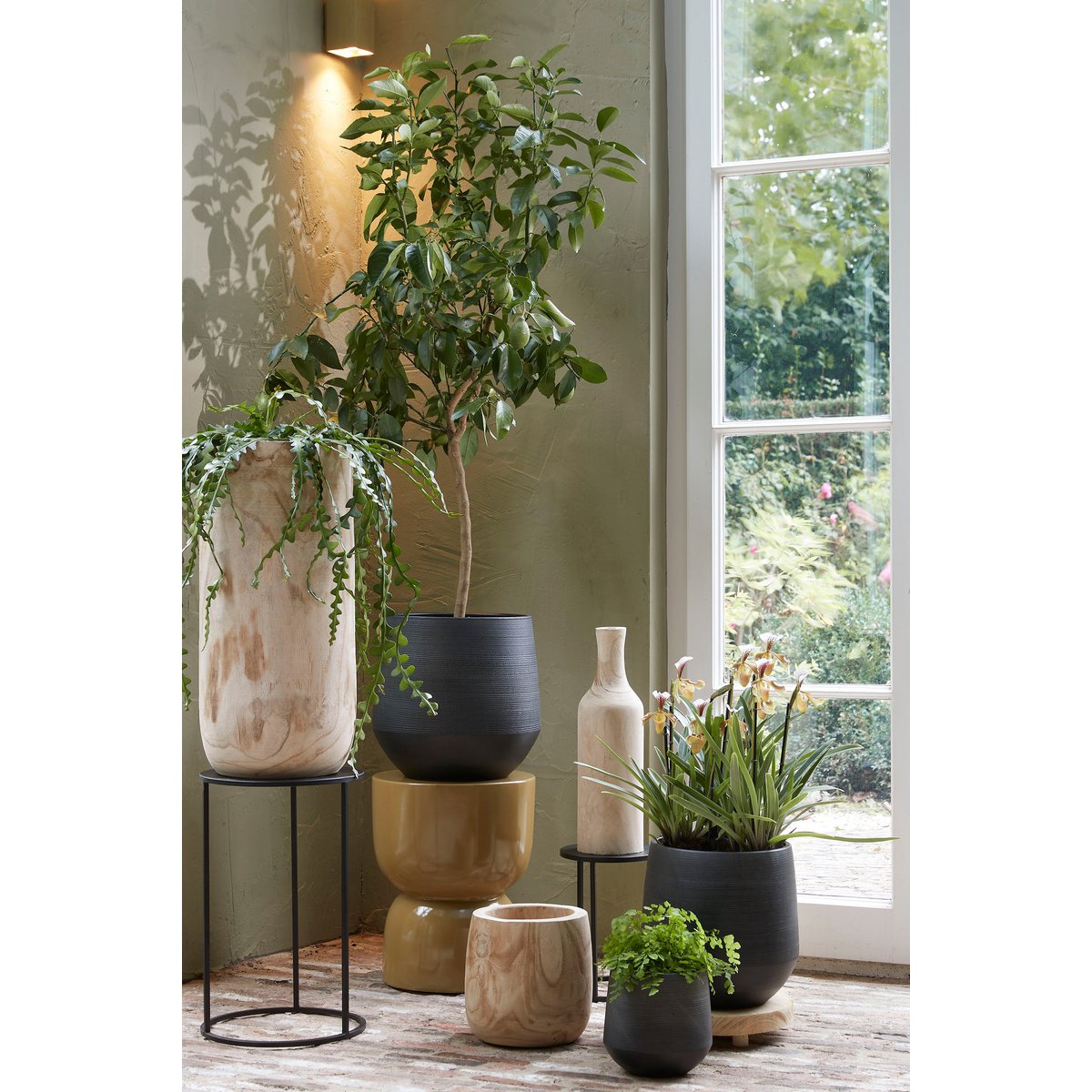 Bijzettafel Ø35 Geel van cement – modern en stevig design Woonware