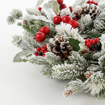 Belfort kerstkrans groen Ø40 cm met sneeuw en rode besjes Woonware