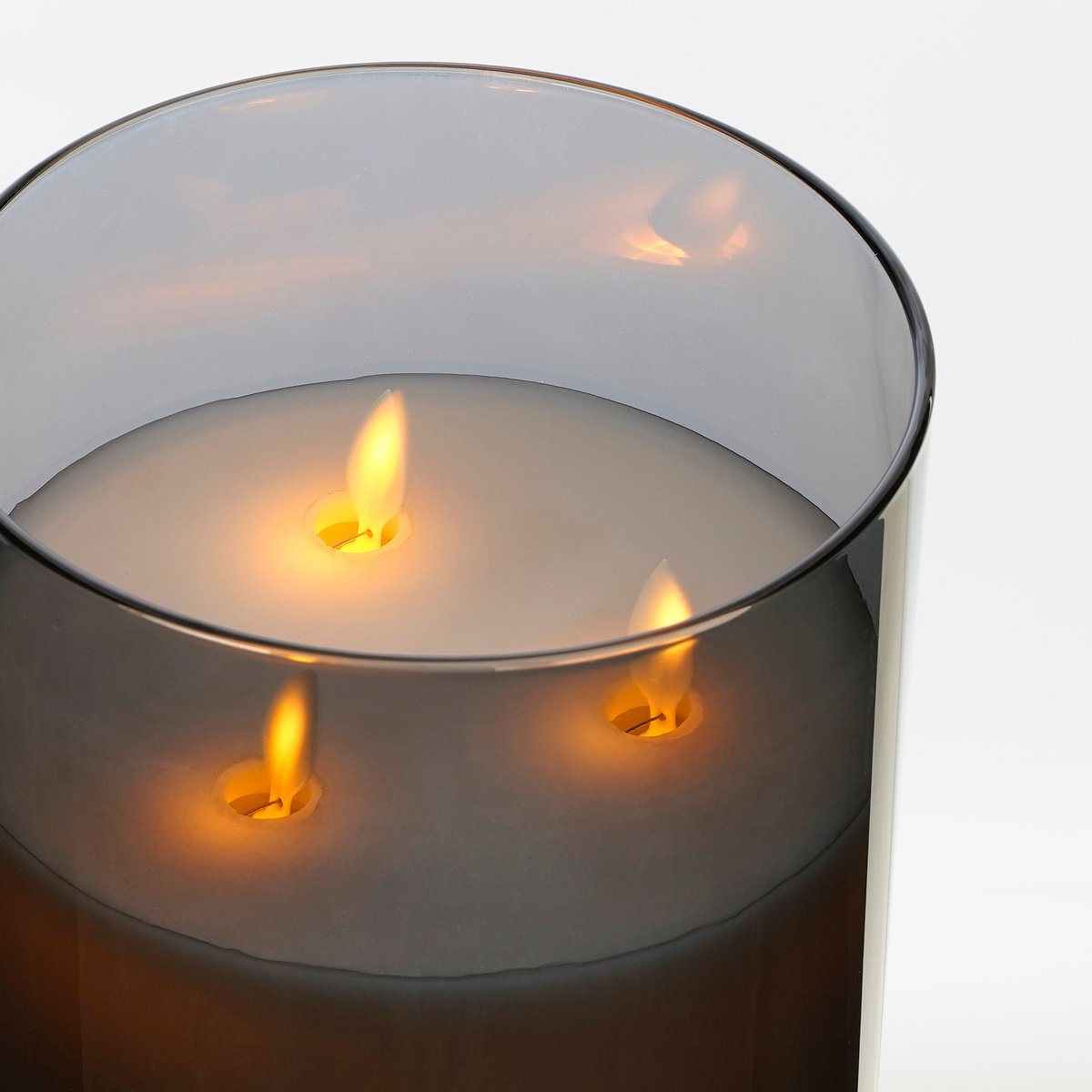 LED Kaars Grijs 20 cm wax glas realistisch vlamlicht