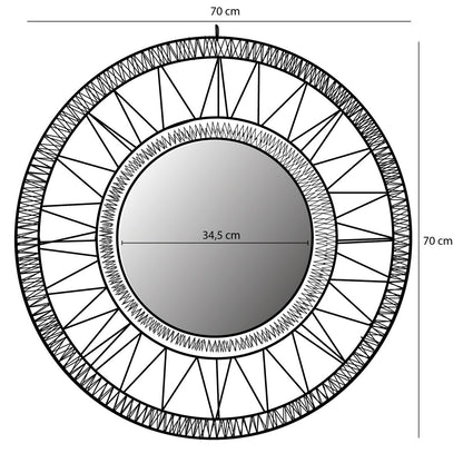 Ludy Wandspiegel - Ø70 cm - Jute