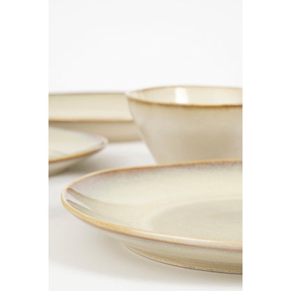 Racco serviesset 4 persoons beige steengoed handgemaakt Woonware