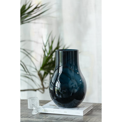 Diepblauwe glazen vaas DAVOS – moderne decoratieve vaas van kwaliteitsglas | Woonware