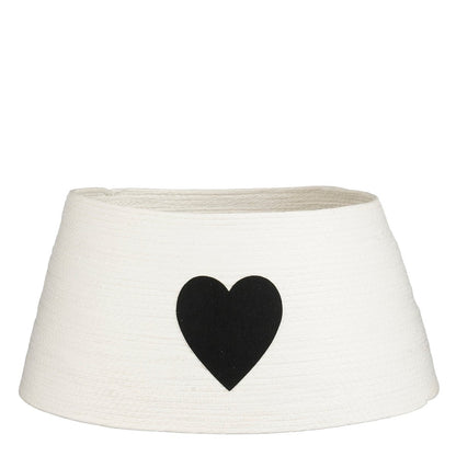 Witte kerstboomrok met zwart hart 50 x 50 x 26 cm papier vilt Woonware