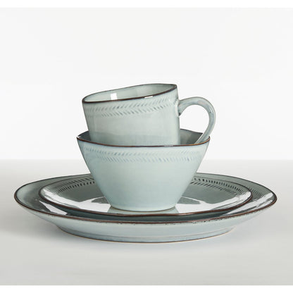 Racco serviesset 4 persoons lichtgrijs steengoed handgemaakt Woonware