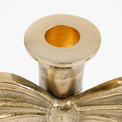 Gouden kandelaar met strik 20 cm aluminium Woonware