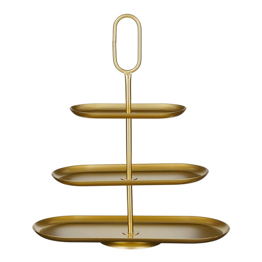 Rama 3-laagse etagère goud L48 x B20 x H55 cm – luxe serveer- en decoratieplateau
