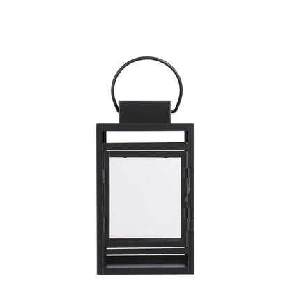 Storm Lantaarn Zwart 23 cm metalen glazen windlicht