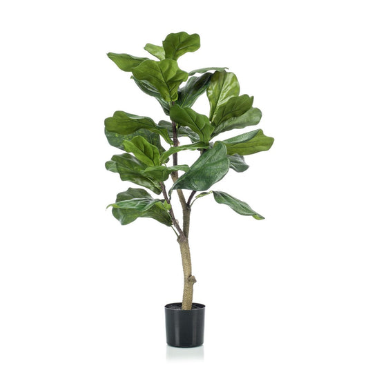 Kunstplant Ficus Lyrata 90cm – Tabaksplant met grote vioolvormige bladeren voor woonkamer of kantoor